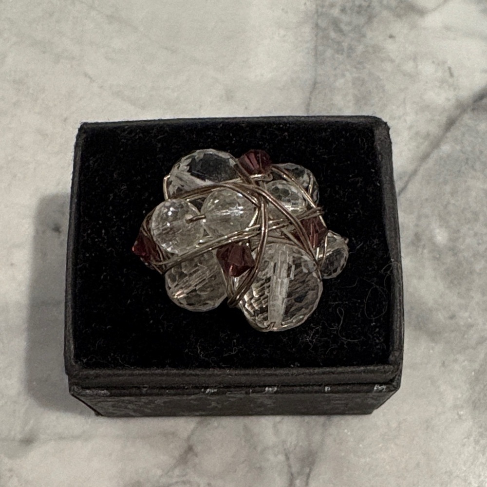 Elegant Silver and Crystal Ring Handmade